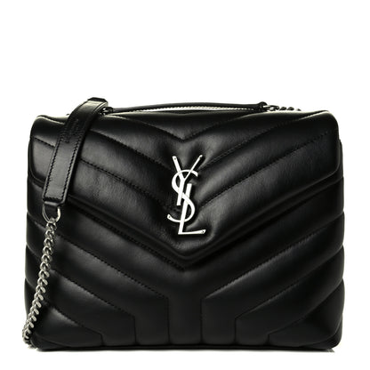 Saint Laurent Calfskin Y Quilted Monogram Small Loulou Chain Satchel Black 1 of 4