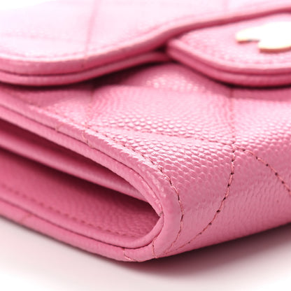 Chanel Caviar Quilted Flap Card Holder On Chain Pink 8 of 9
