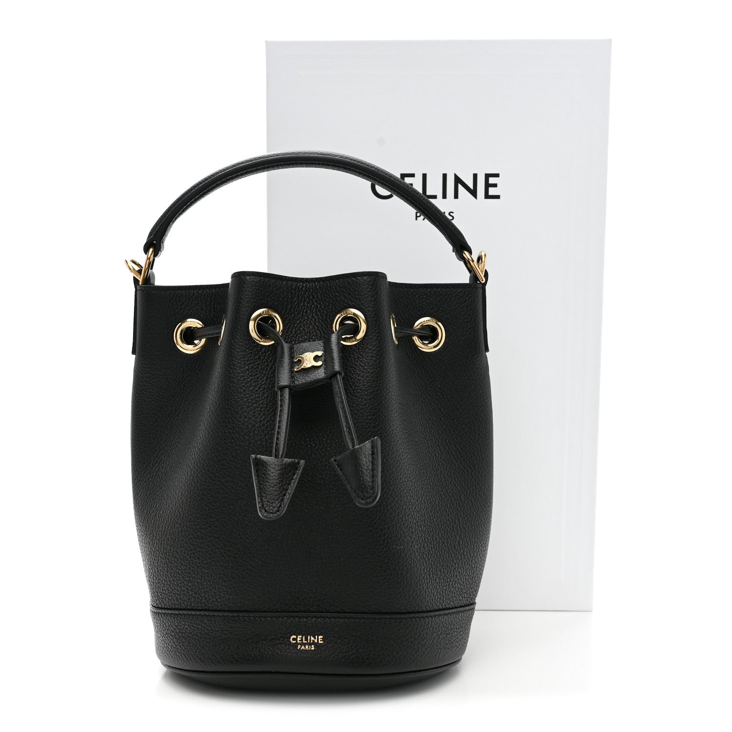 Celine Supple Calfskin Teen Clara Drawstring Bucket Bag Black 10 of 10