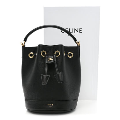 Celine Supple Calfskin Teen Clara Drawstring Bucket Bag Black 10 of 10