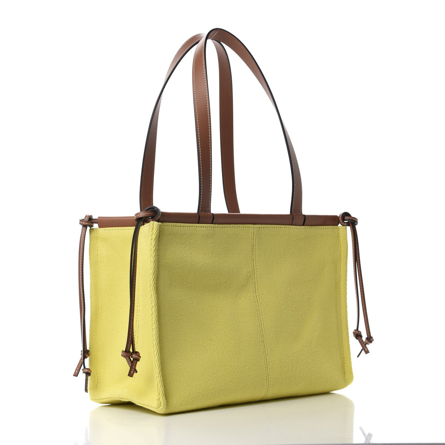 Canvas Calfskin Cushion Tote Yellow
