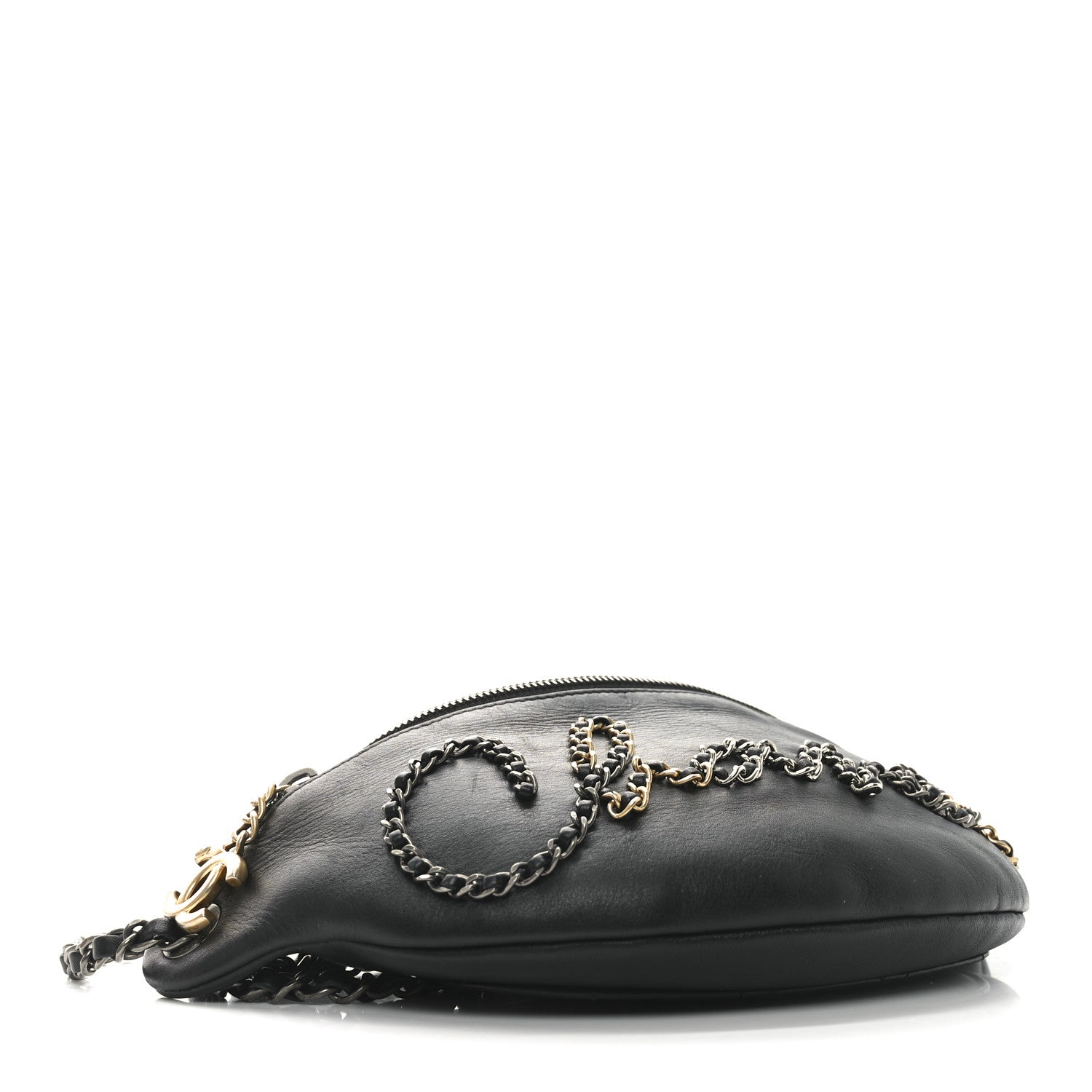 Chanel Calfskin Chain 20s Signe Waist Bag Black 4 of 10