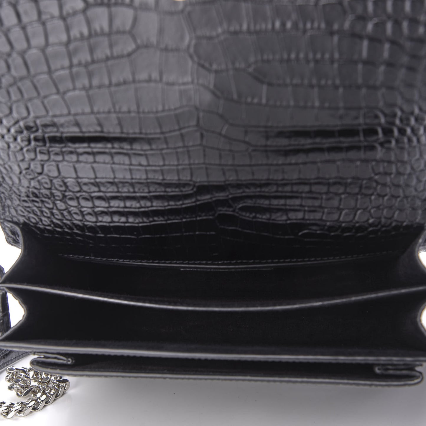 Calfskin Crocodile Embossed Medium Monogram Sunset Black