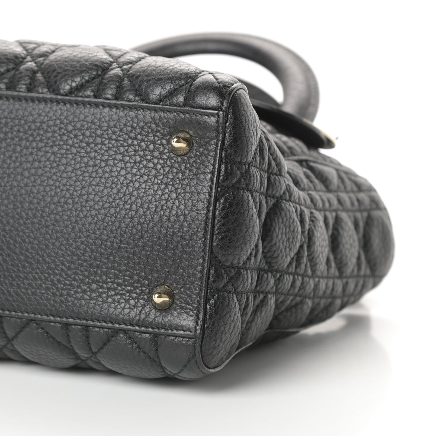 Grained Calfskin Cannage Medium Supple Lady Dior Black