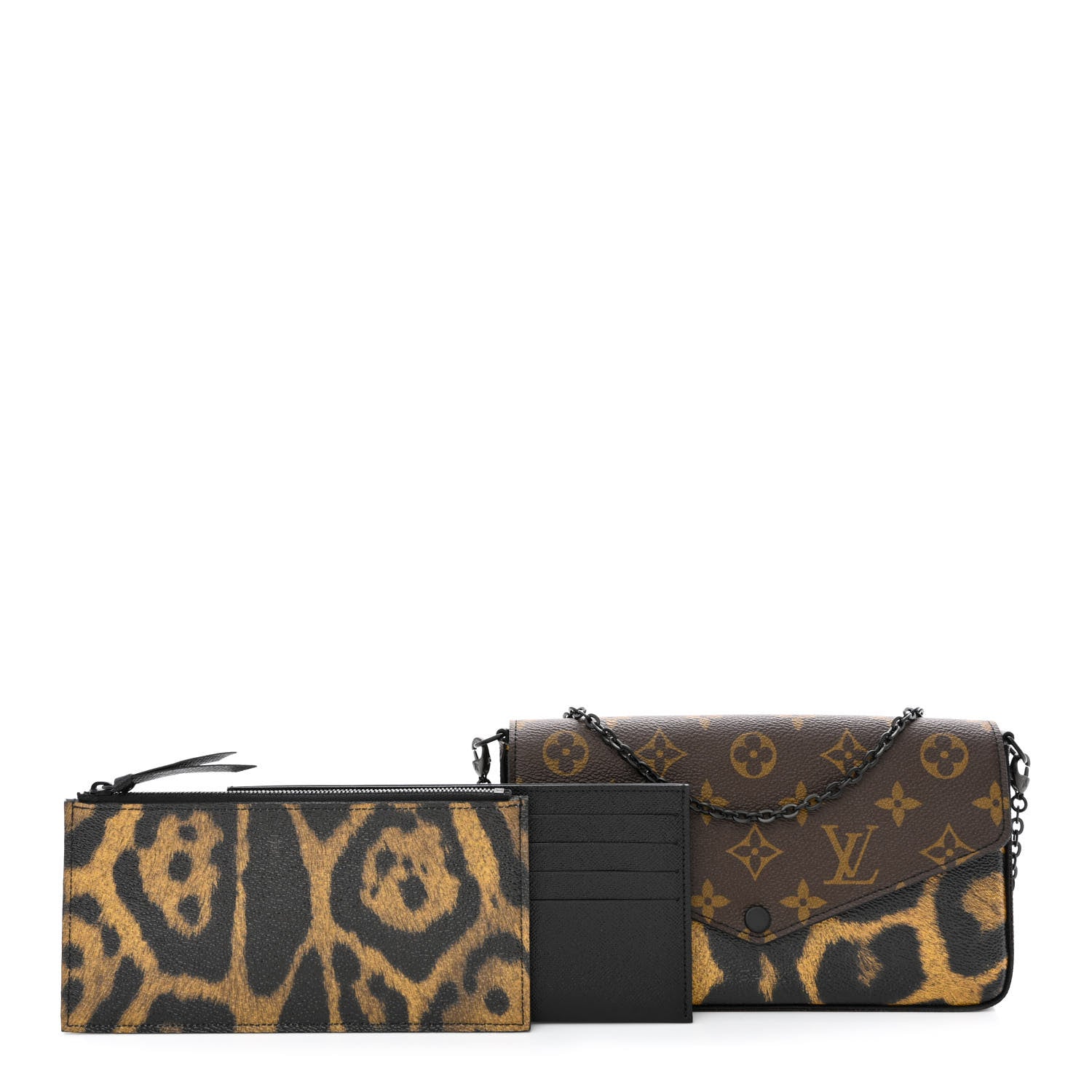 Louis Vuitton Monogram Animal Print Pochette Felicie Chain Wallet 1 of 13