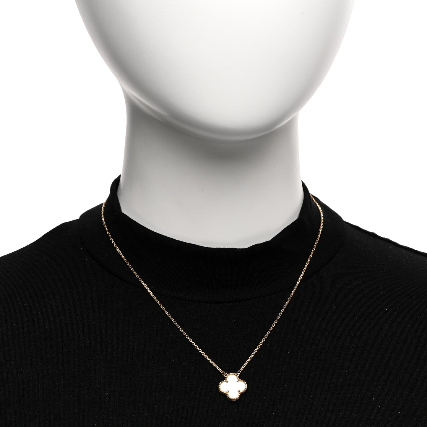 VAN CLEEF & ARPELS 18K Yellow Gold Mother of Pearl Vintage Alhambra Pendant Necklace
