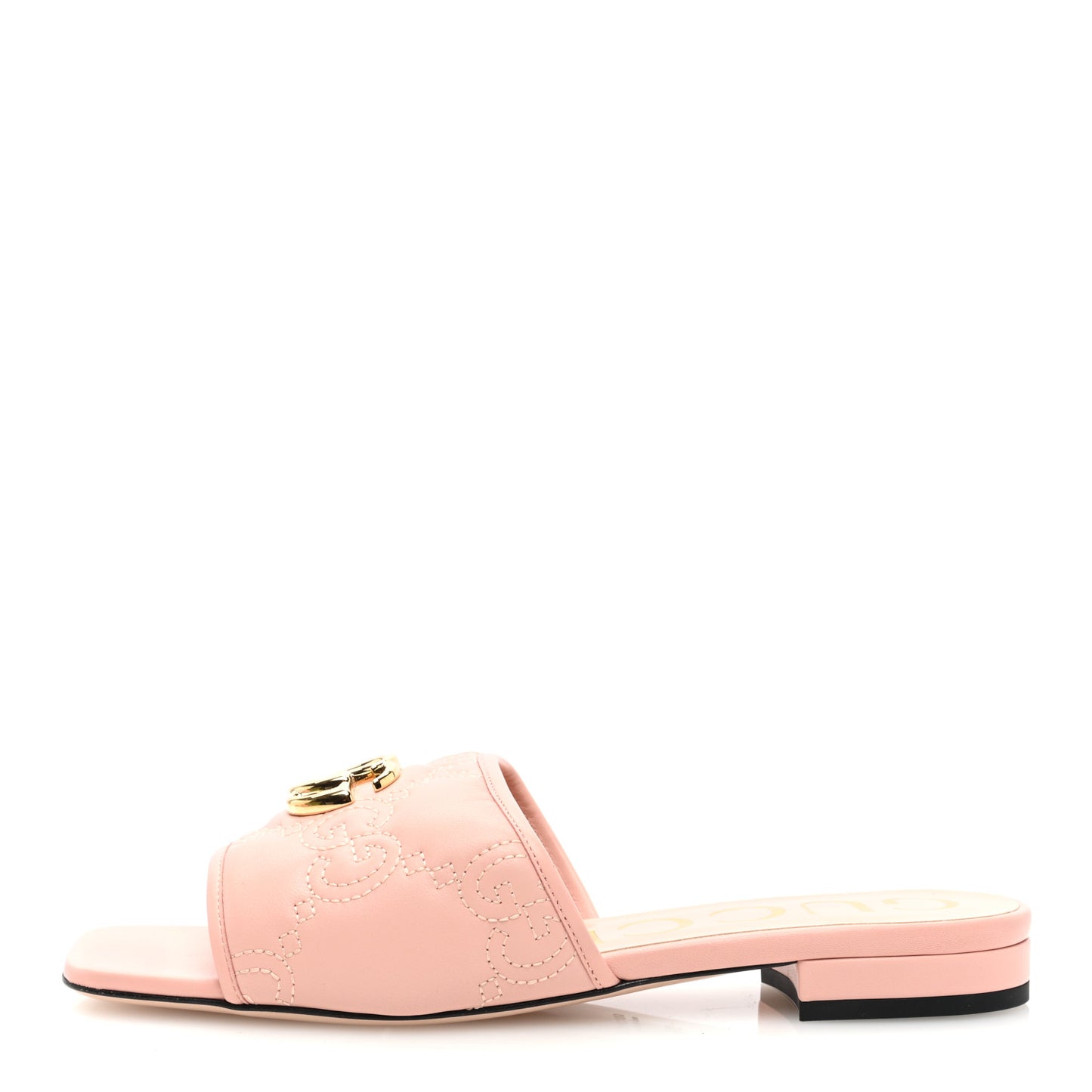 Nappa GG Matelasse GG Marmont Flat Slide Sandals 38 Perfect Pink