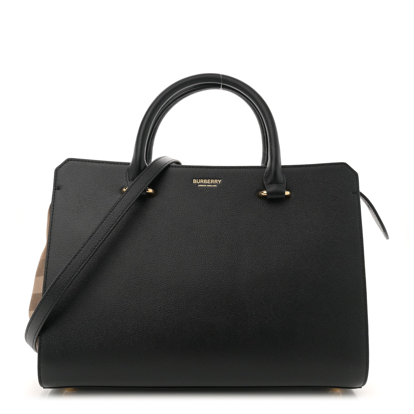 Calfskin Mega Check Small Banwell Tote Black