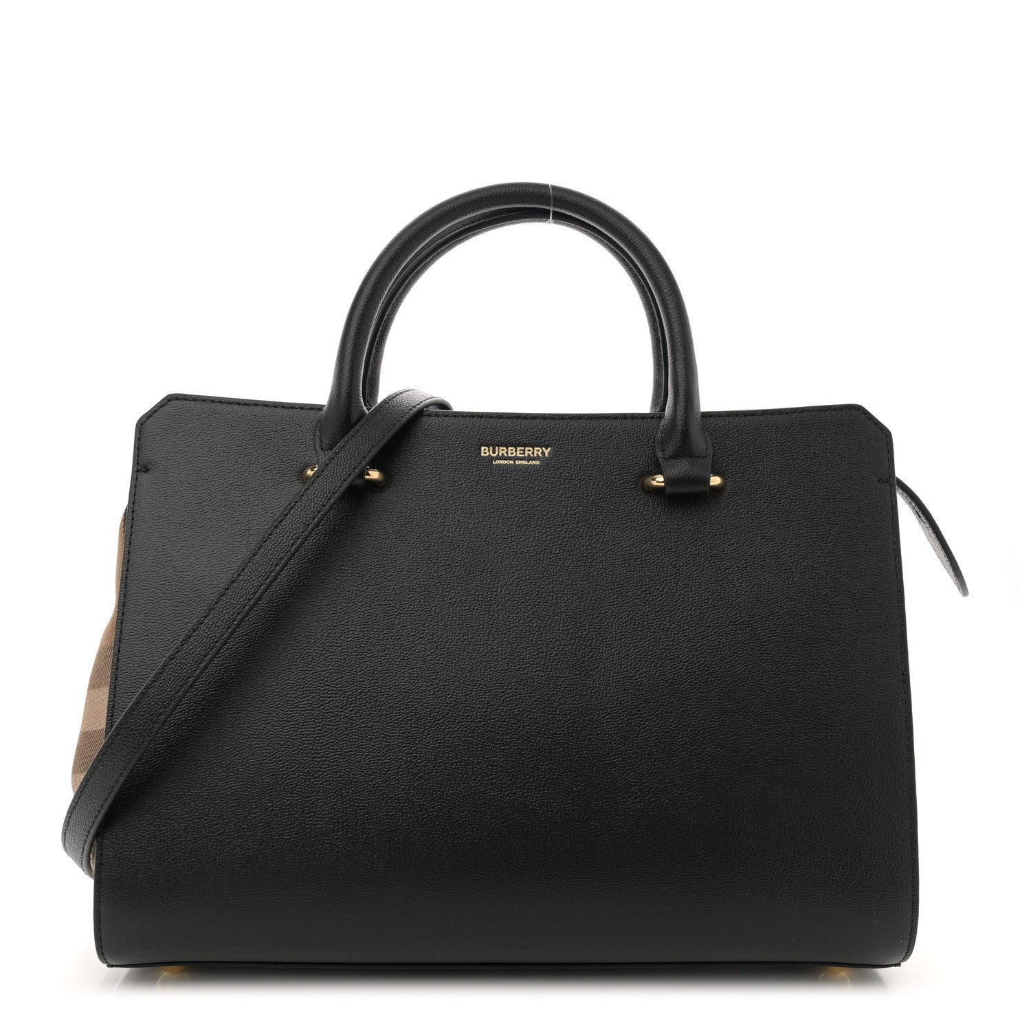Burberry Calfskin Mega Check Small Banwell Tote Black 1 of 9