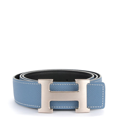 Hermes Swift Epsom 32mm H Belt 95 Black Blue Jean 1 of 6