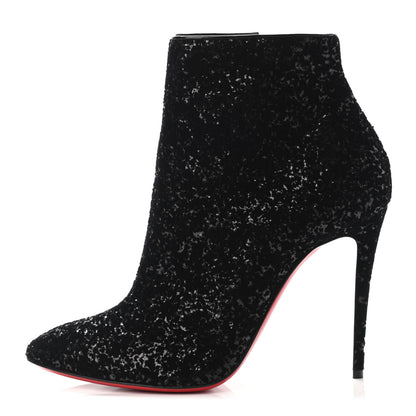 Christian Louboutin Velvet Patent Glitter Eloise 100 Booty 39 Black 1 of 4