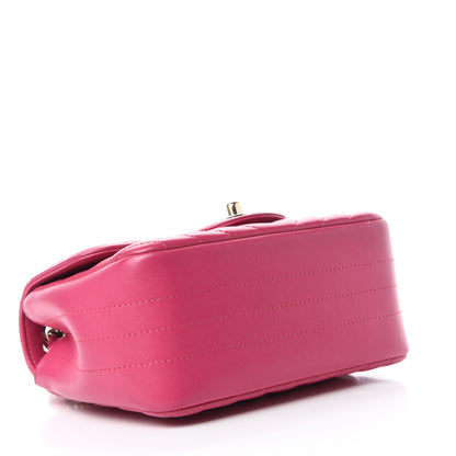 Chanel Lambskin Chevron Quilted Mini Square Flap Fuchsia 4 of 12