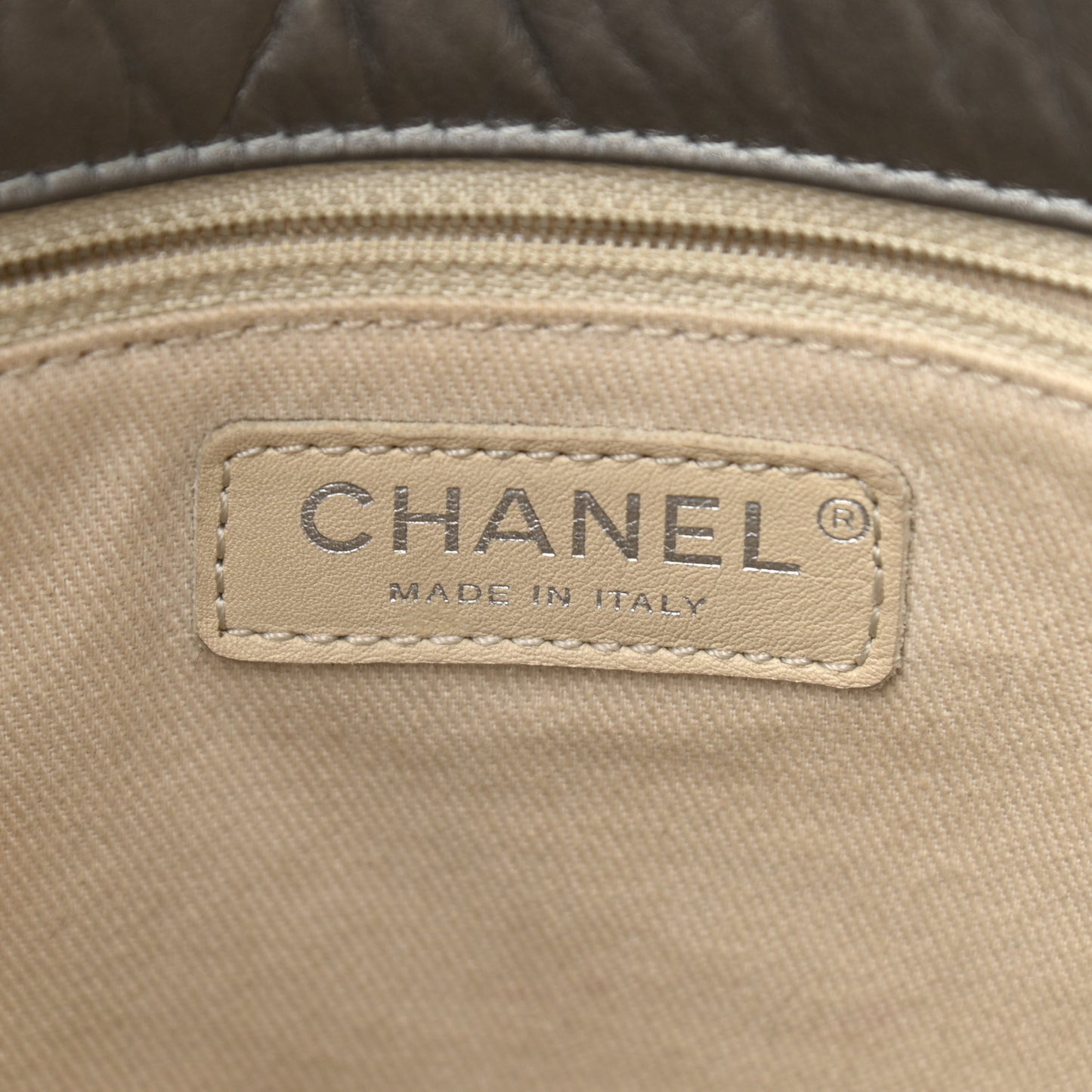 Metallic Aged Calfskin Quilted Reissue 2.55 Tote Dark Grey