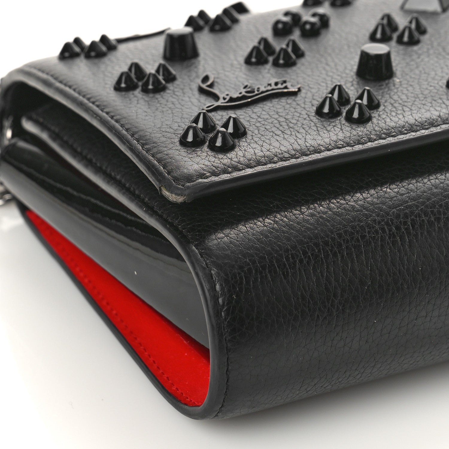 Christian Louboutin Calfskin Spikes Loubinthesky Paloma Clutch Black 6 of 15