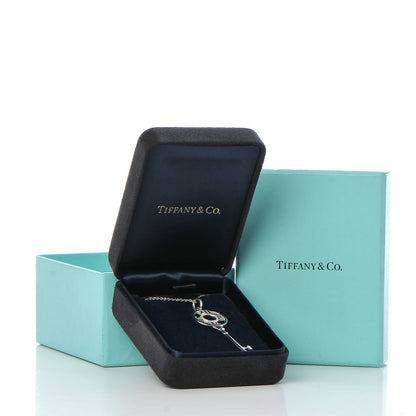 Tiffany 18K White Gold Diamond Atlas Key Pendant Necklace 8 of 8
