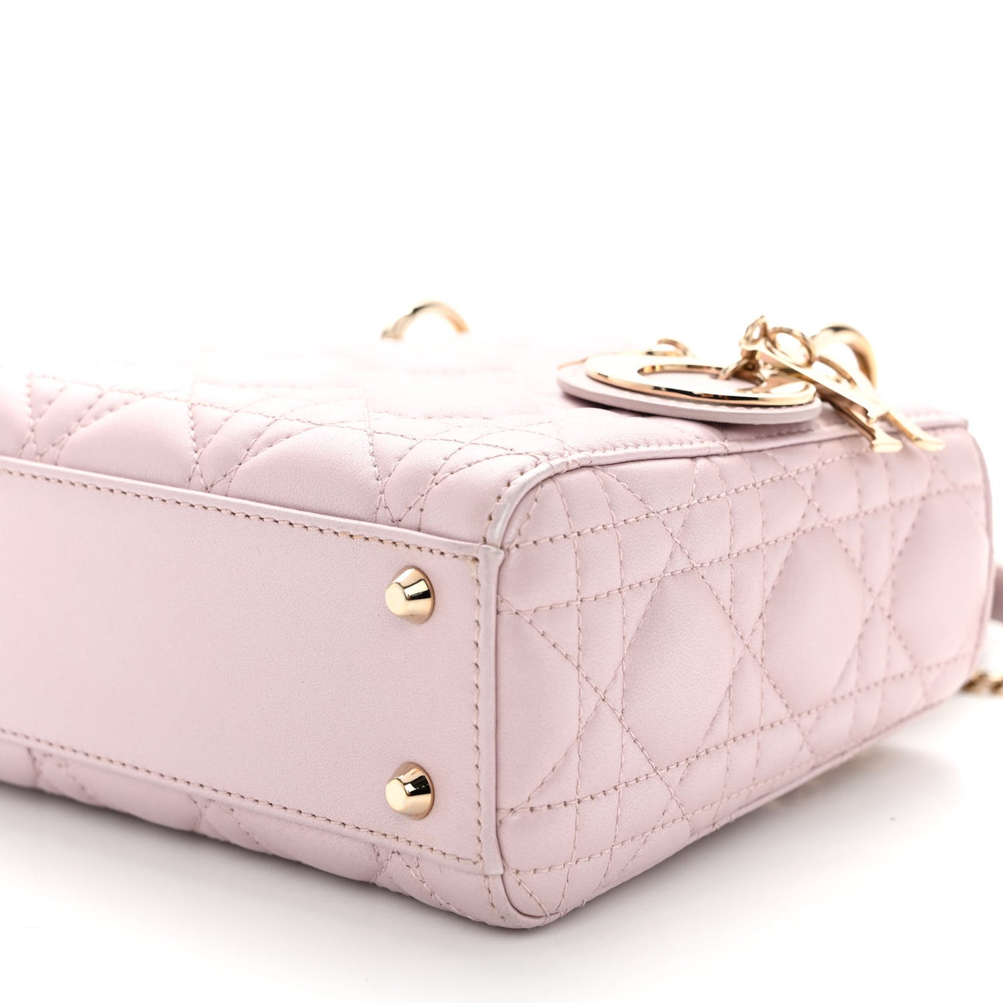 Metallic Lambskin Cannage Mini Lady Dior Lotus