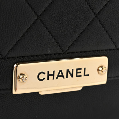 Chanel Grained Calfskin Quilted Medium Label Click Flap Bag Black 12 of 14