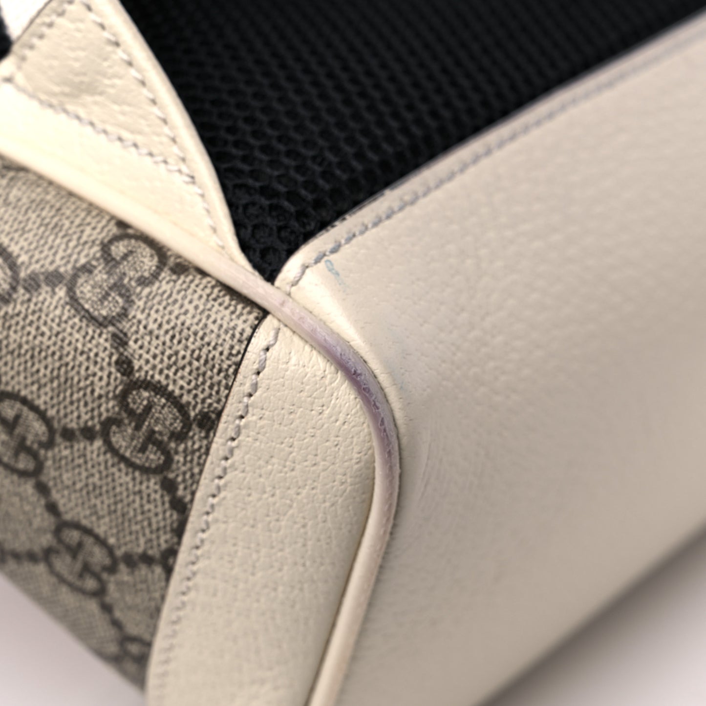 GG Supreme Monogram Textured Calfskin Web Small Ophidia Day Backpack Beige Ebony Mystic White