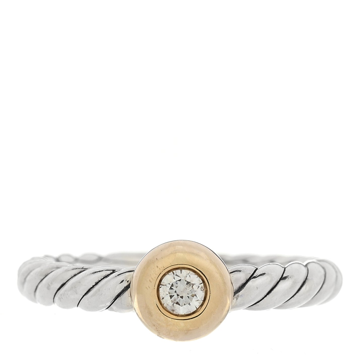 Sterling Silver 14K Yellow Gold Diamond Petite Cable Ring 52 6