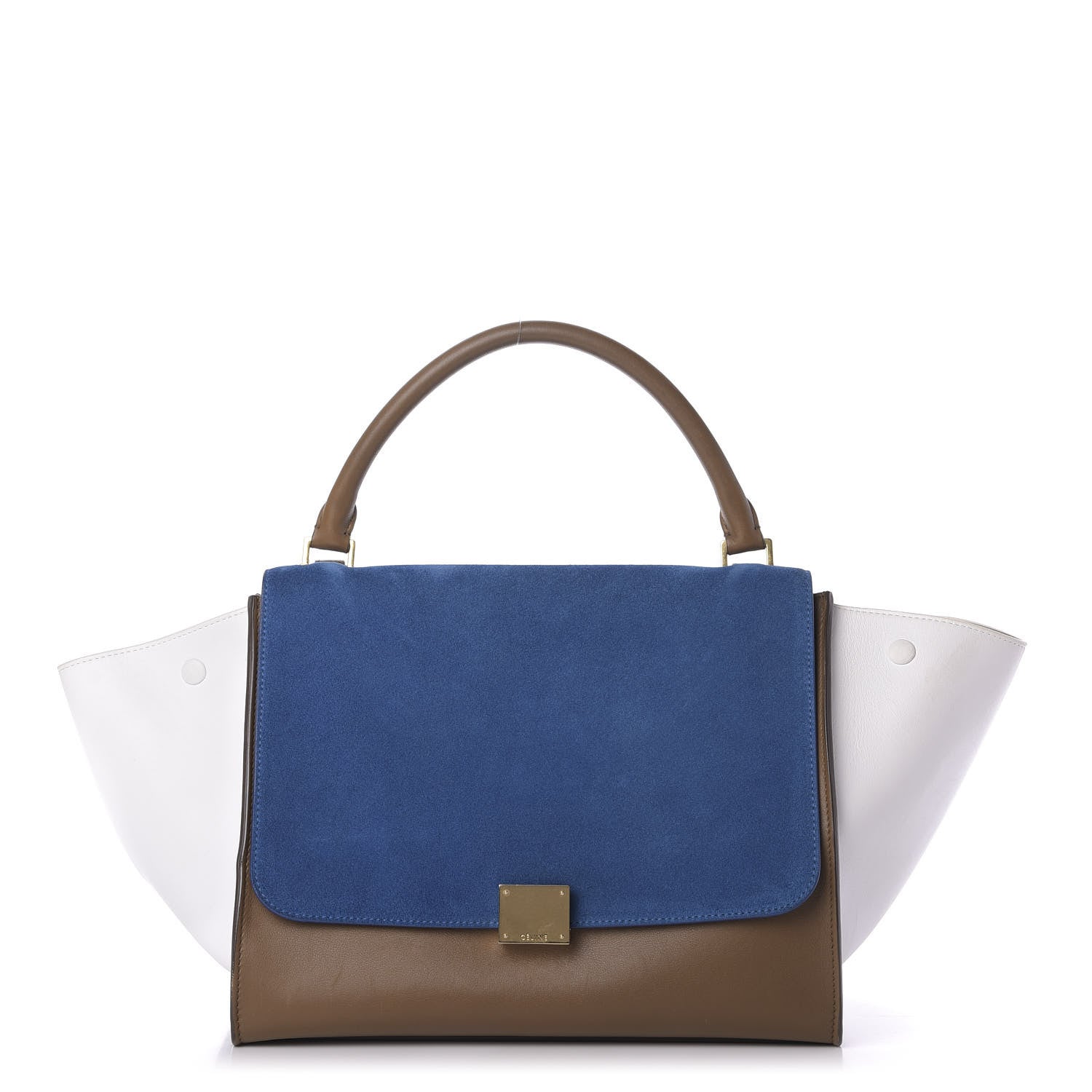 Celine Smooth Calfskin Suede Medium Tri-Color Trapeze Bright Blue 1 of 9