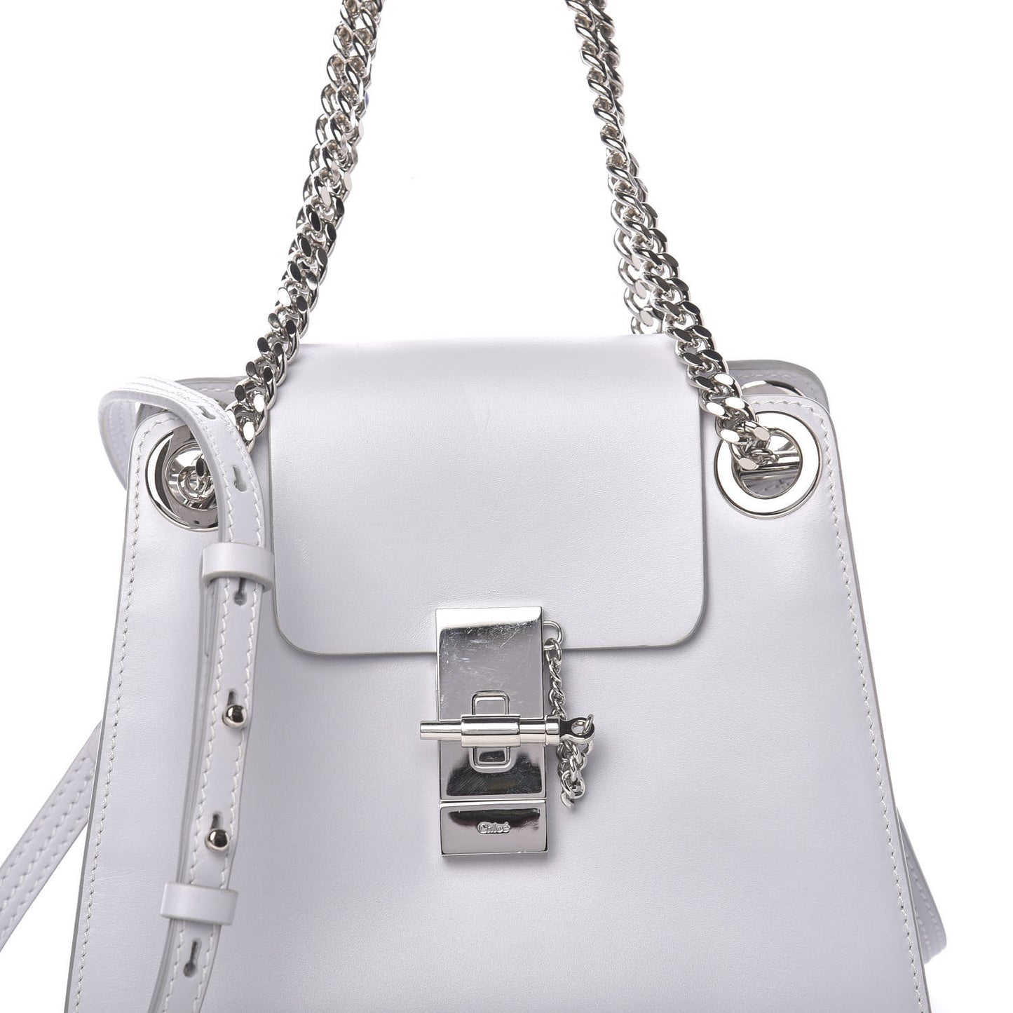 Shiny Calfskin Mini Annie Shoulder Bag Airy Grey