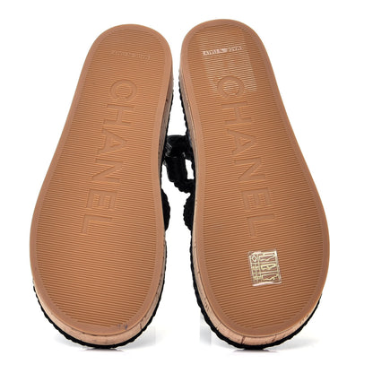 Chanel Cord Lambskin Quilted Logo Sandals 38 Black 7 of 10