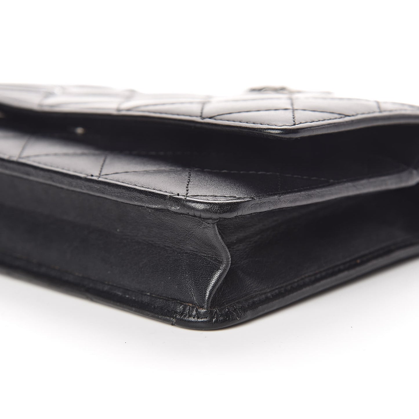 Calfskin Quilted Cambon Wallet On Chain WOC Black