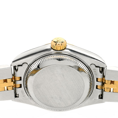 Rolex Stainless Steel 18K Yellow Gold 26mm Oyster Perpetual Datejust Watch White Pyramid Roman 79173 4 of 4