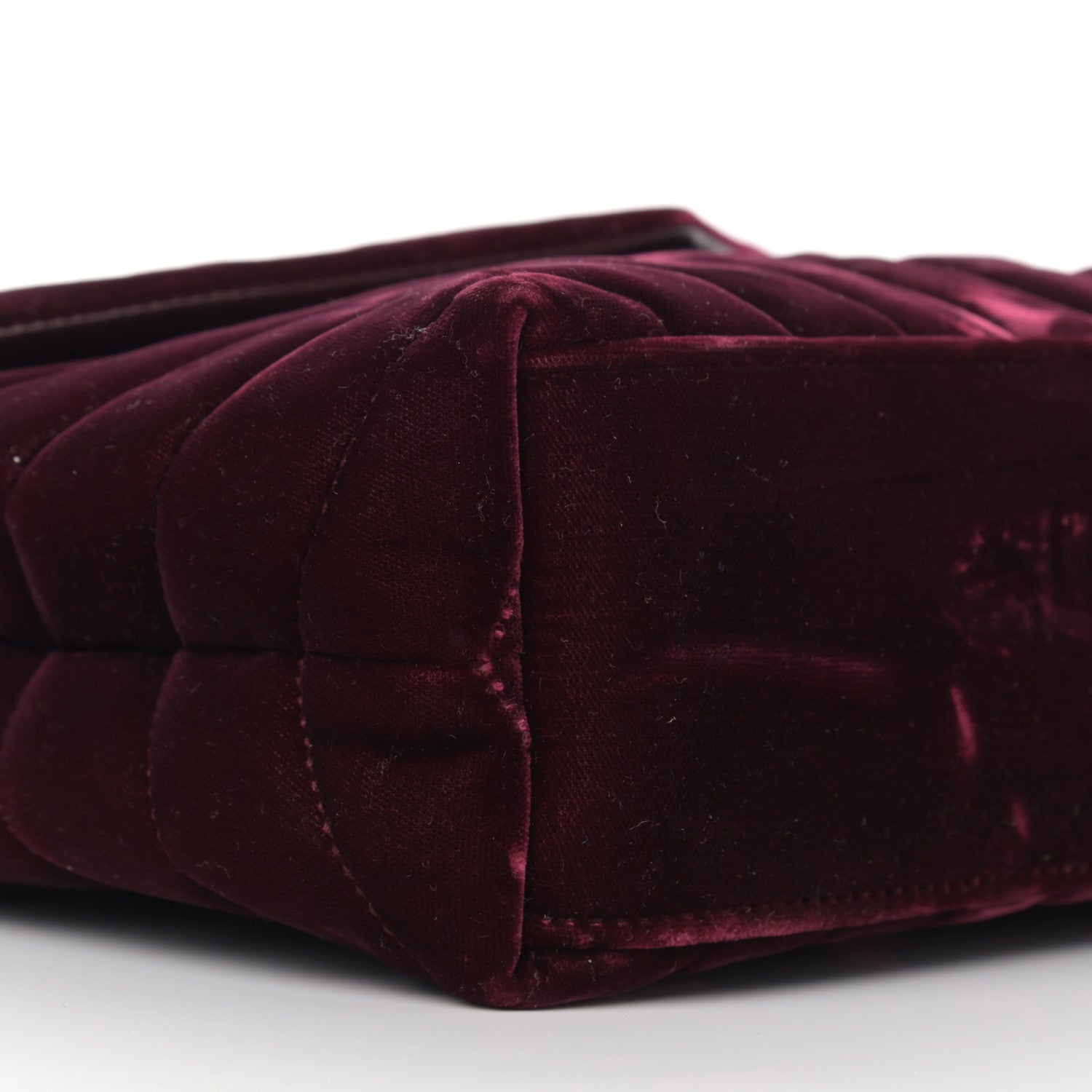 Saint Laurent Velvet Y Quilted Monogram Small Loulou Chain Satchel Burgundy 10 of 15