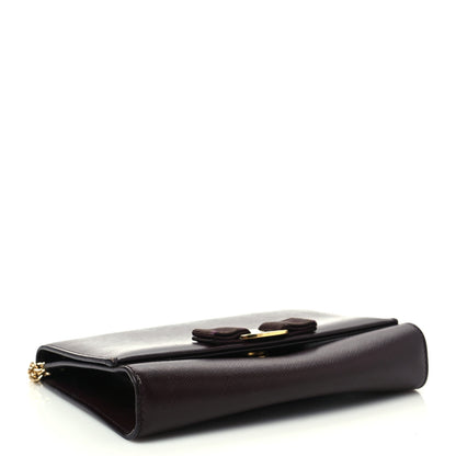 Salvatore Ferragamo Calfskin Mini Miss Vara Bow Chain Bag Plum 3 of 8