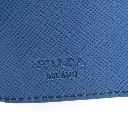 Prada Saffiano Metal Compact Wallet Cobalto 6 of 6