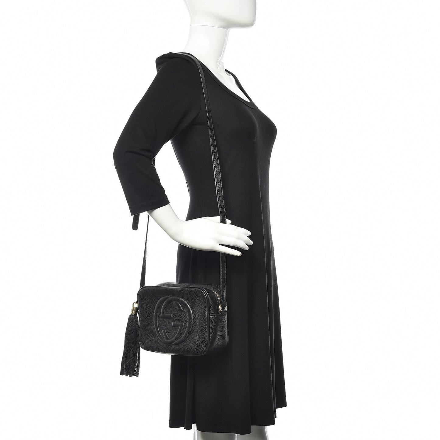 Pebbled Calfskin Small Soho Disco Bag Black