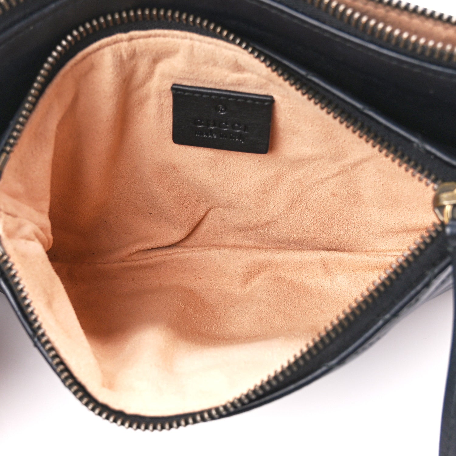Gucci Calfskin Matelasse Small GG Marmont Double Zip Shoulder Bag Black 9 of 14