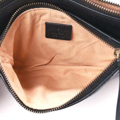 Gucci Calfskin Matelasse Small GG Marmont Double Zip Shoulder Bag Black 9 of 14