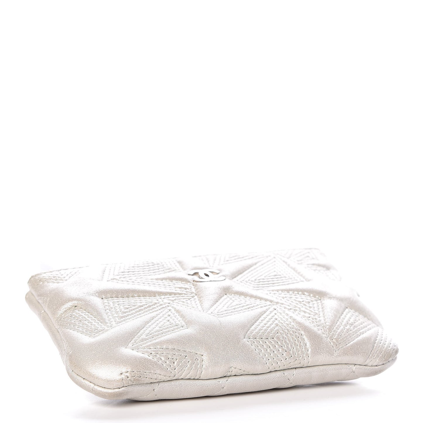 Metallic Lambskin Star Embossed Coin Purse Case Silver