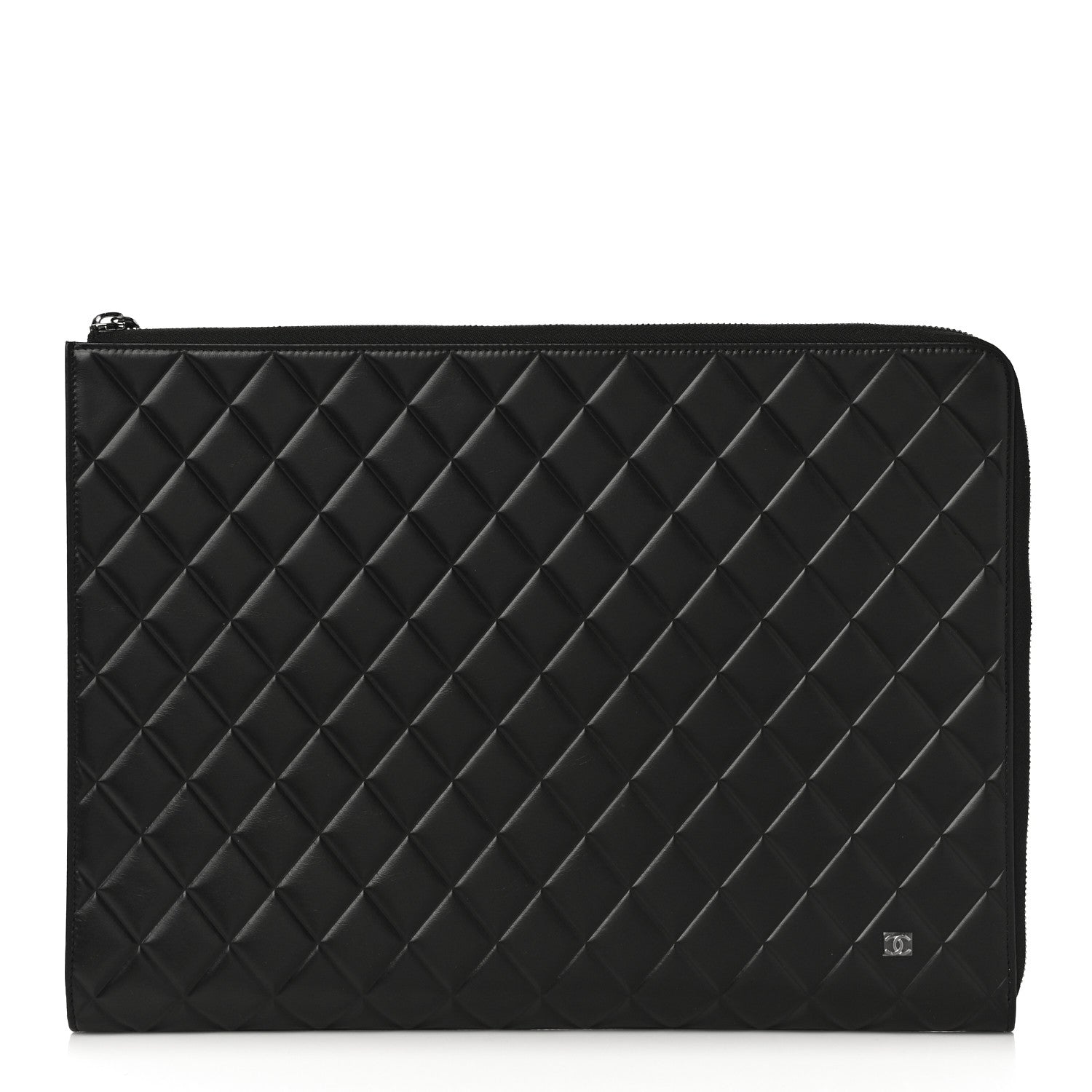 Chanel Calfskin Quilted Diamond Document Portfolio Holder Black 1 of 11