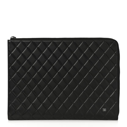 Chanel Calfskin Quilted Diamond Document Portfolio Holder Black 1 of 11