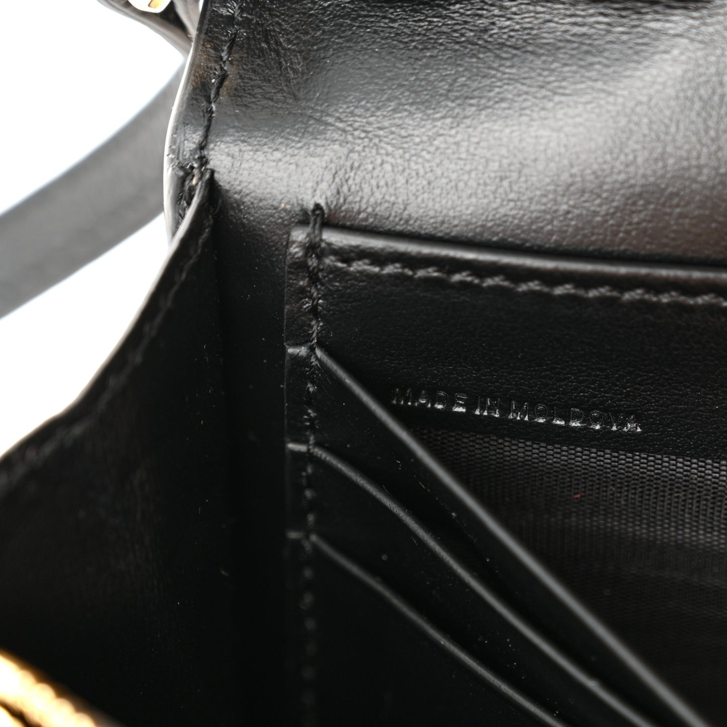 Grainy Calfskin Vintage Check Wallet With Detachable Strap Black