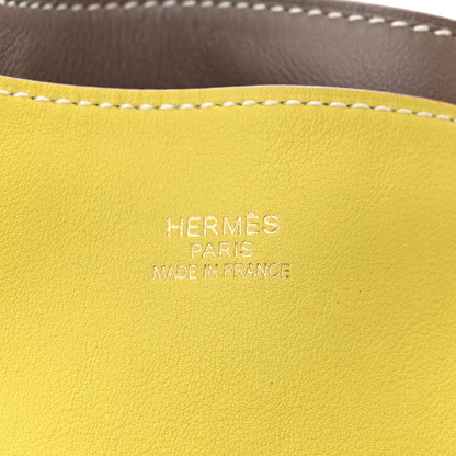 Hermes Veau Sikkim Swift Double Sens 28 Reversible Tote Lime Etoupe 10 of 19