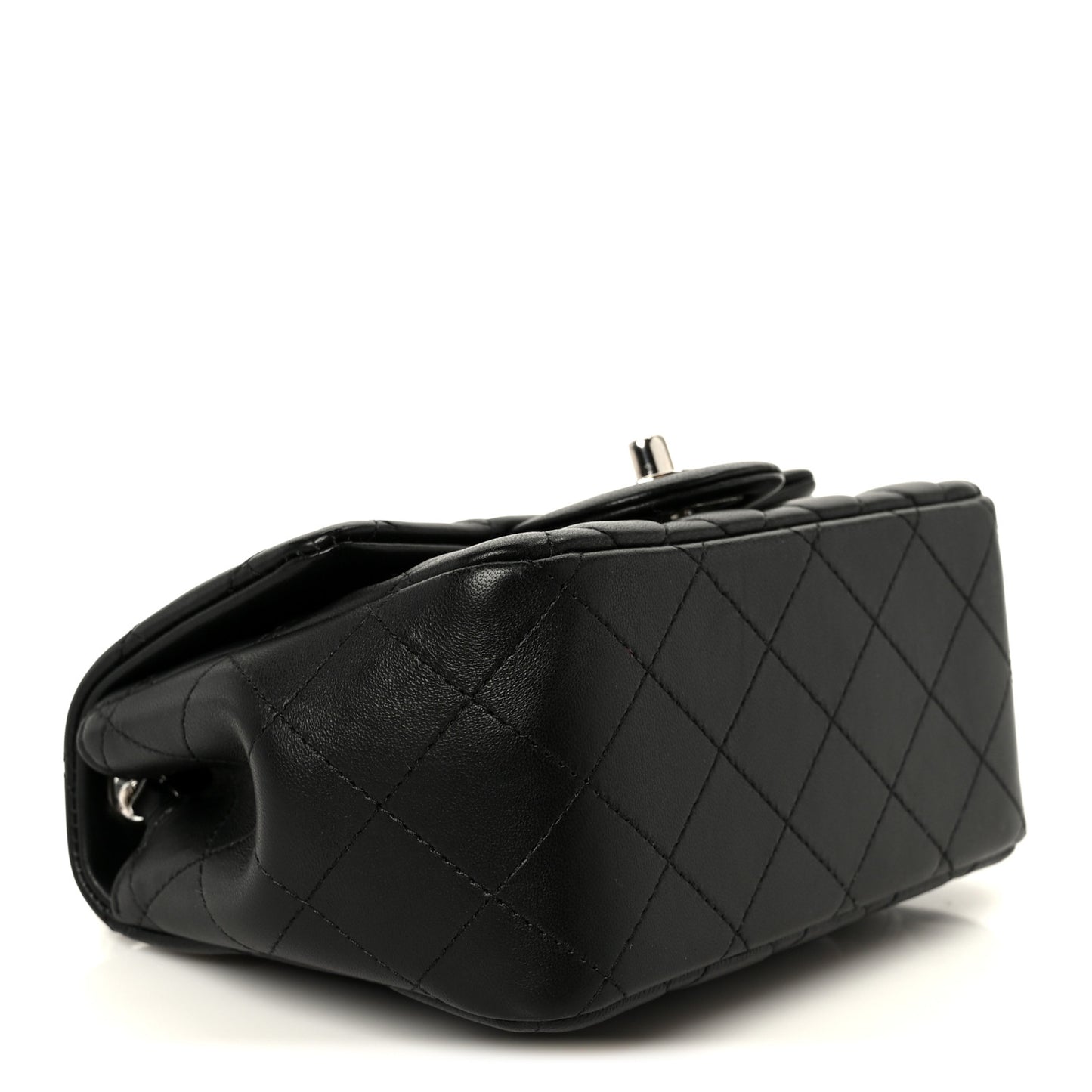 Lambskin Quilted Mini Square Flap Black