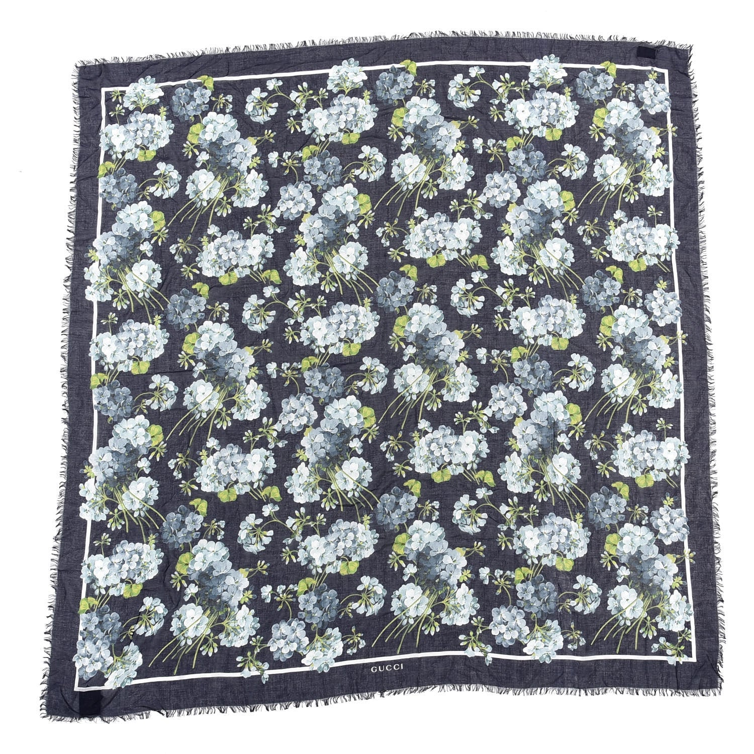 Gucci Modal Silk New Bloom Square Scarf Midnight Blue Sky Blue 1 of 4