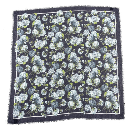 Gucci Modal Silk New Bloom Square Scarf Midnight Blue Sky Blue 1 of 4