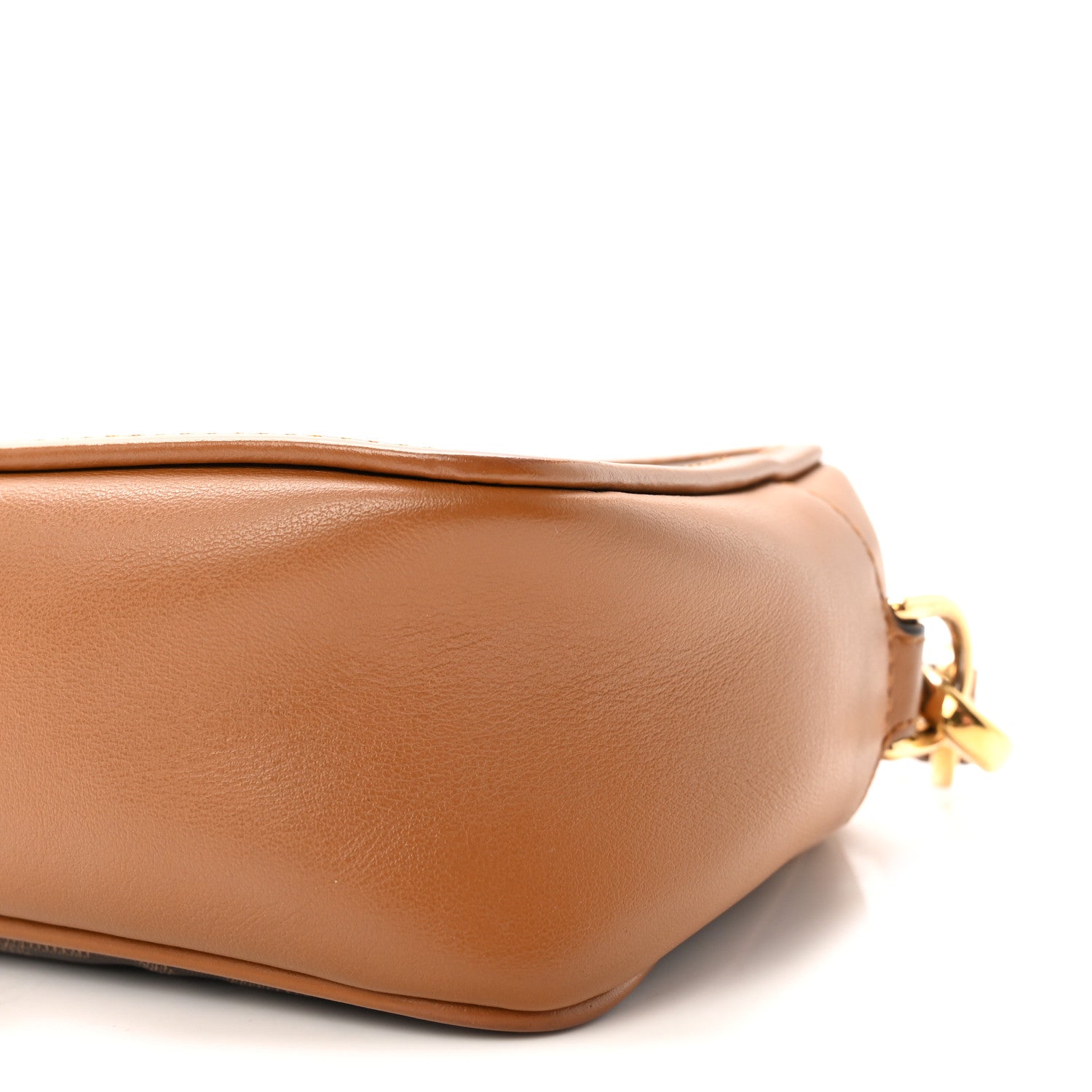 Fendi Glazed Fabric Vitello Century FF 1974 Stamp Patch Mini Camera Case Mogano Panna Caramello 10 of 10