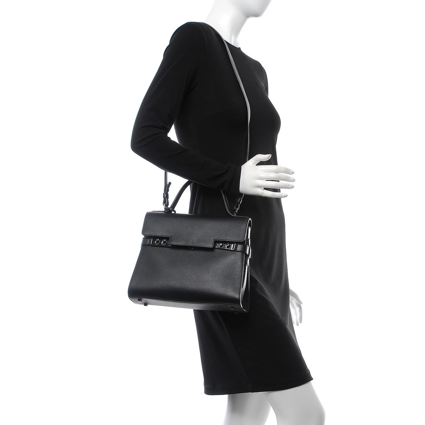 Calfskin MM Tempete Satchel Black