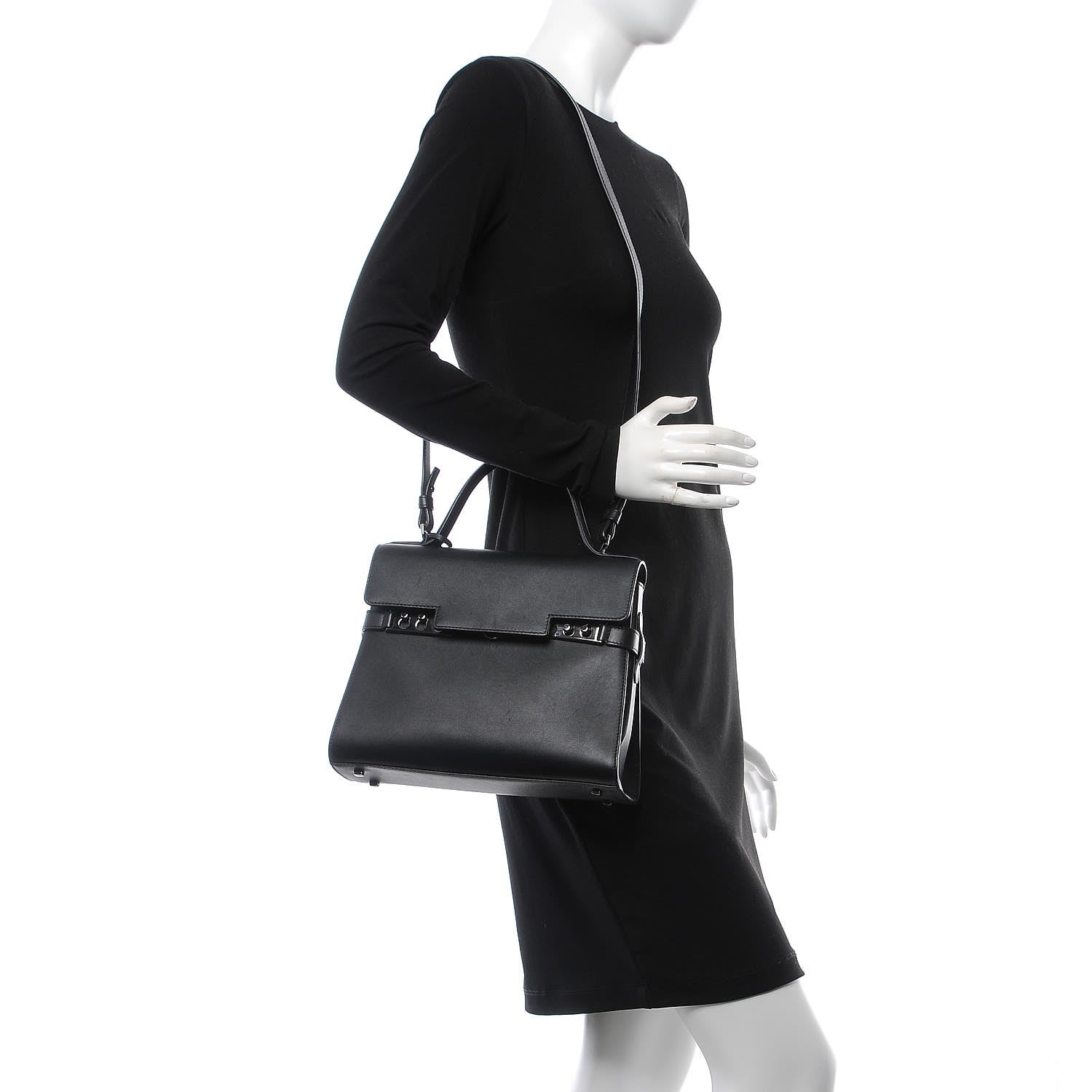 Delvaux Calfskin MM Tempete Satchel Black 2 of 6