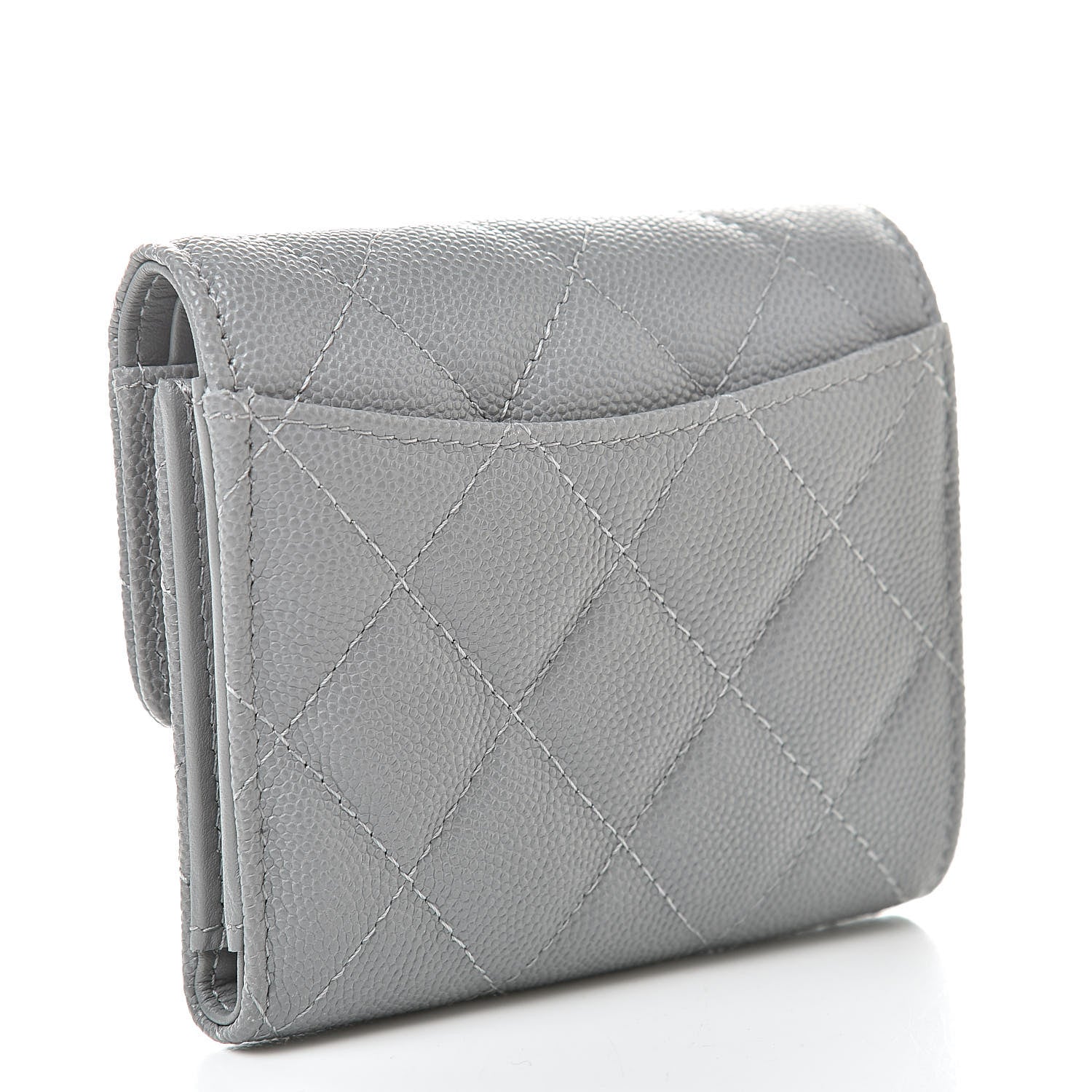 Chanel Caviar Quilted Compact Flap Wallet Grey 3 of 9