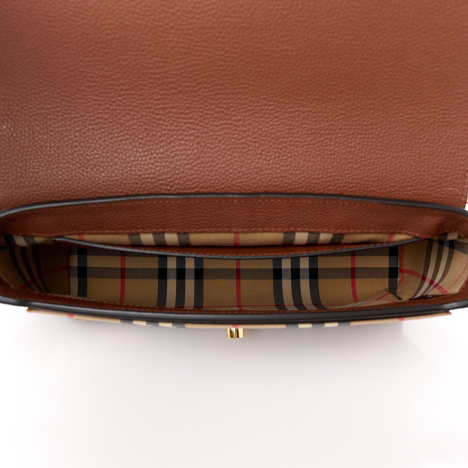 Burberry Calfskin Vintage Check Note Crossbody Bag Tan 5 of 12
