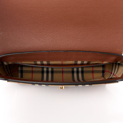 Burberry Calfskin Vintage Check Note Crossbody Bag Tan 5 of 12