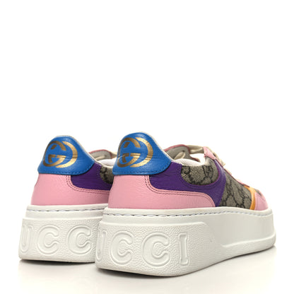Gucci Calfskin GG Supreme Monogram Perforated Womens Platform 55mm Sneakers 35 Beige Ebony Sugar Pink Crop Shine Purple 4 of 9