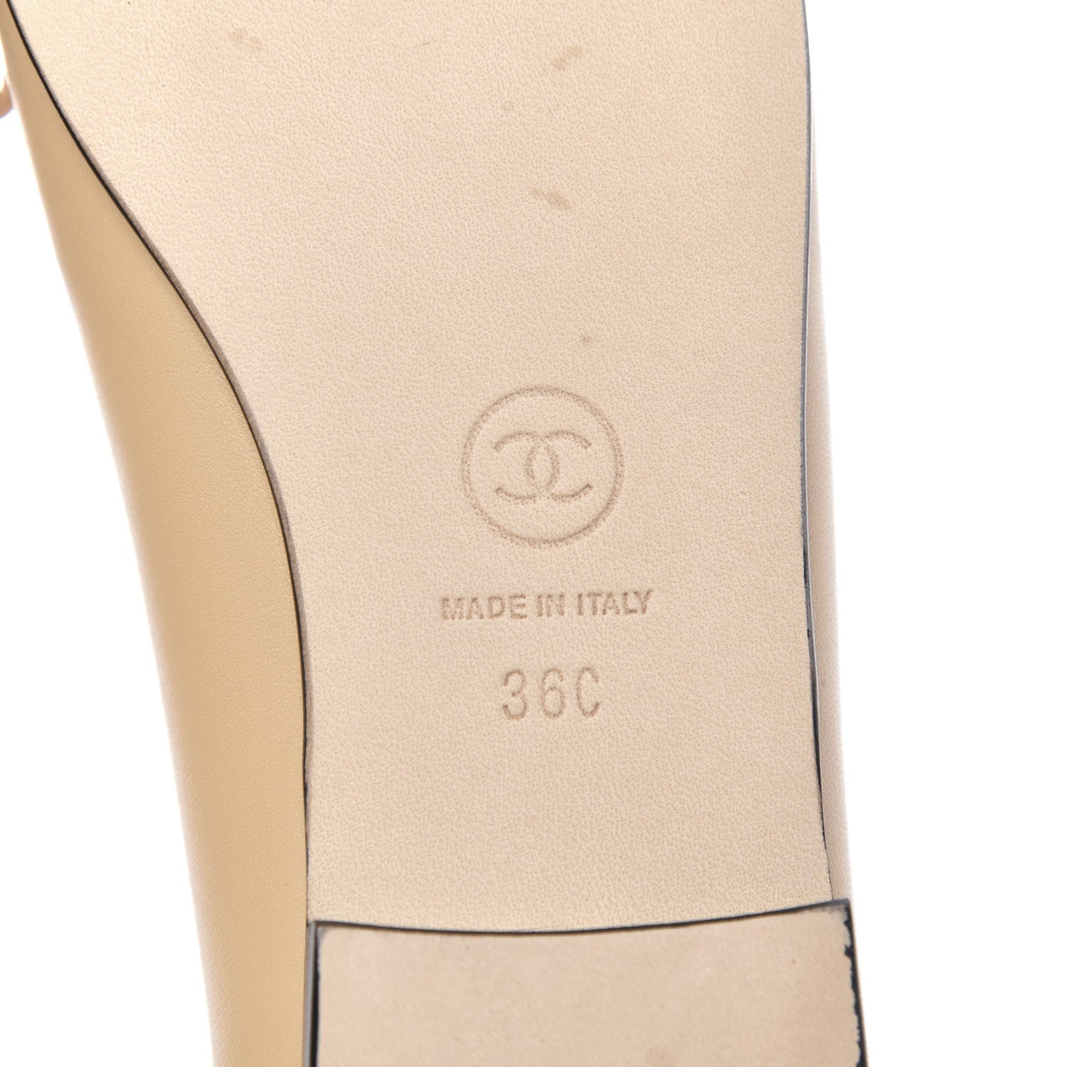 Chanel Lambskin CC Cap Toe Ballerina Flats 36 Beige Black 7 of 9